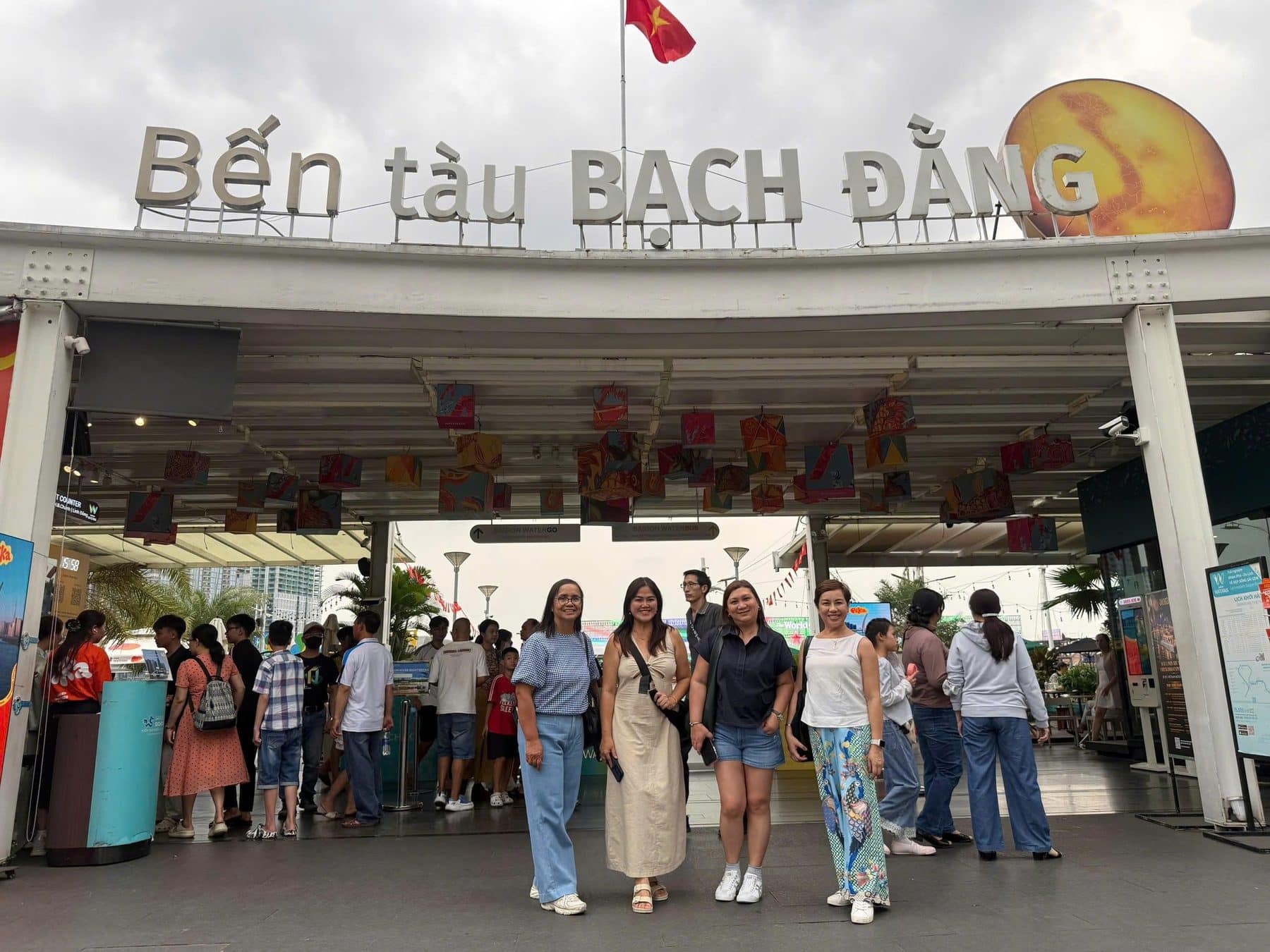 Guests at the Bach Dang Wharf terminal on the Saigon River